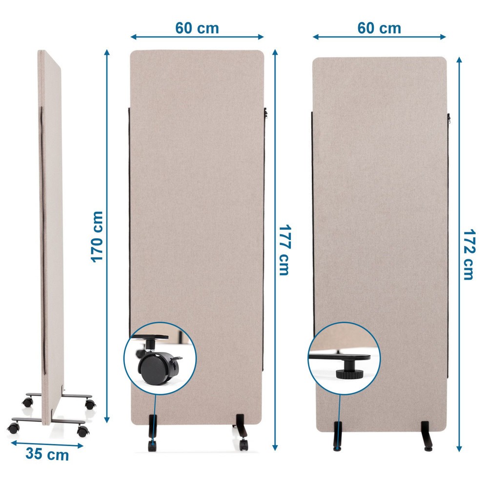 Produktabbildung Nr. 5: hjh OFFICE Mobiles Akustik-Trennwand-System FLEXMIUT 2er Set, taupe