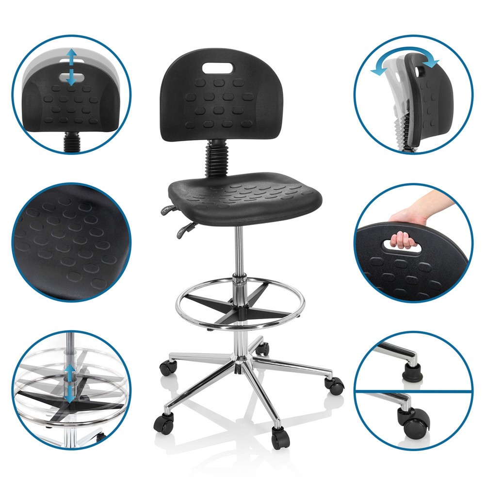 Produktabbildung Nr. 10: Siège de travail / tabouret de travail hjh OFFICE TOP WORK 23 I mousse rigide, noir