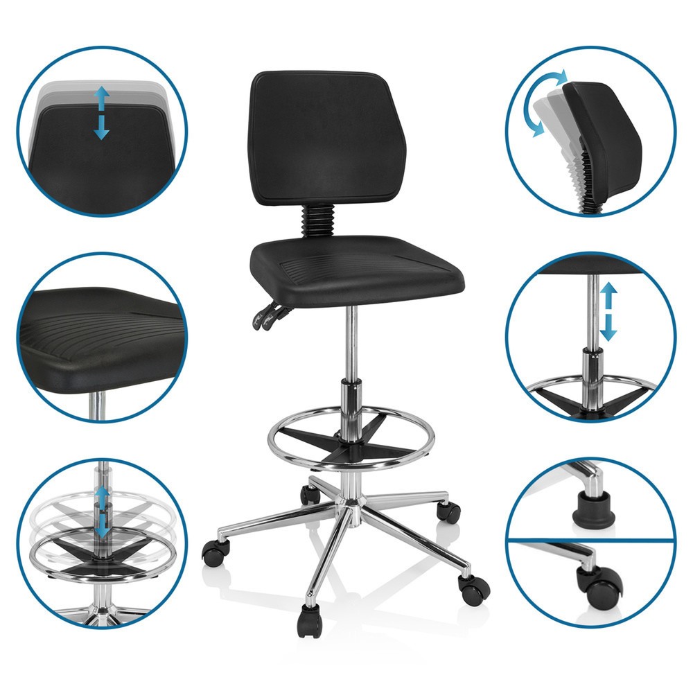 Produktabbildung Nr. 10: Tabouret pivotant / siège de travail hjh OFFICE TOP WORK 11 I mousse rigide, noir