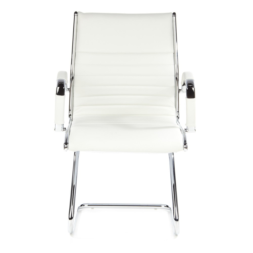 Chaise de conférence / fauteuil suspendu hjh OFFICE PARMA V cuir, blanc chromé