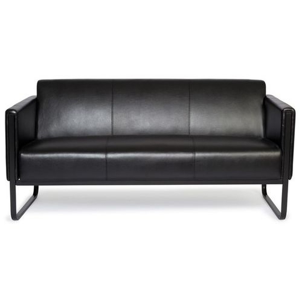 hjh OFFICE Loungesofa BALI BLACK Gestell schwarz Kunstleder glatt, 3-Sitzer, schwarz