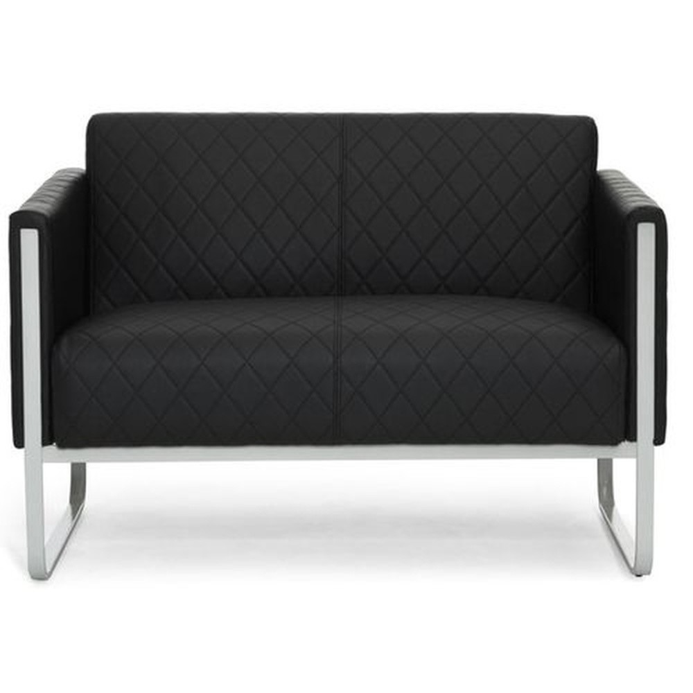 hjh OFFICE Loungesofa ARUBA STEP Gestell lichtgrau Kunstleder, 2-Sitzer, schwarz