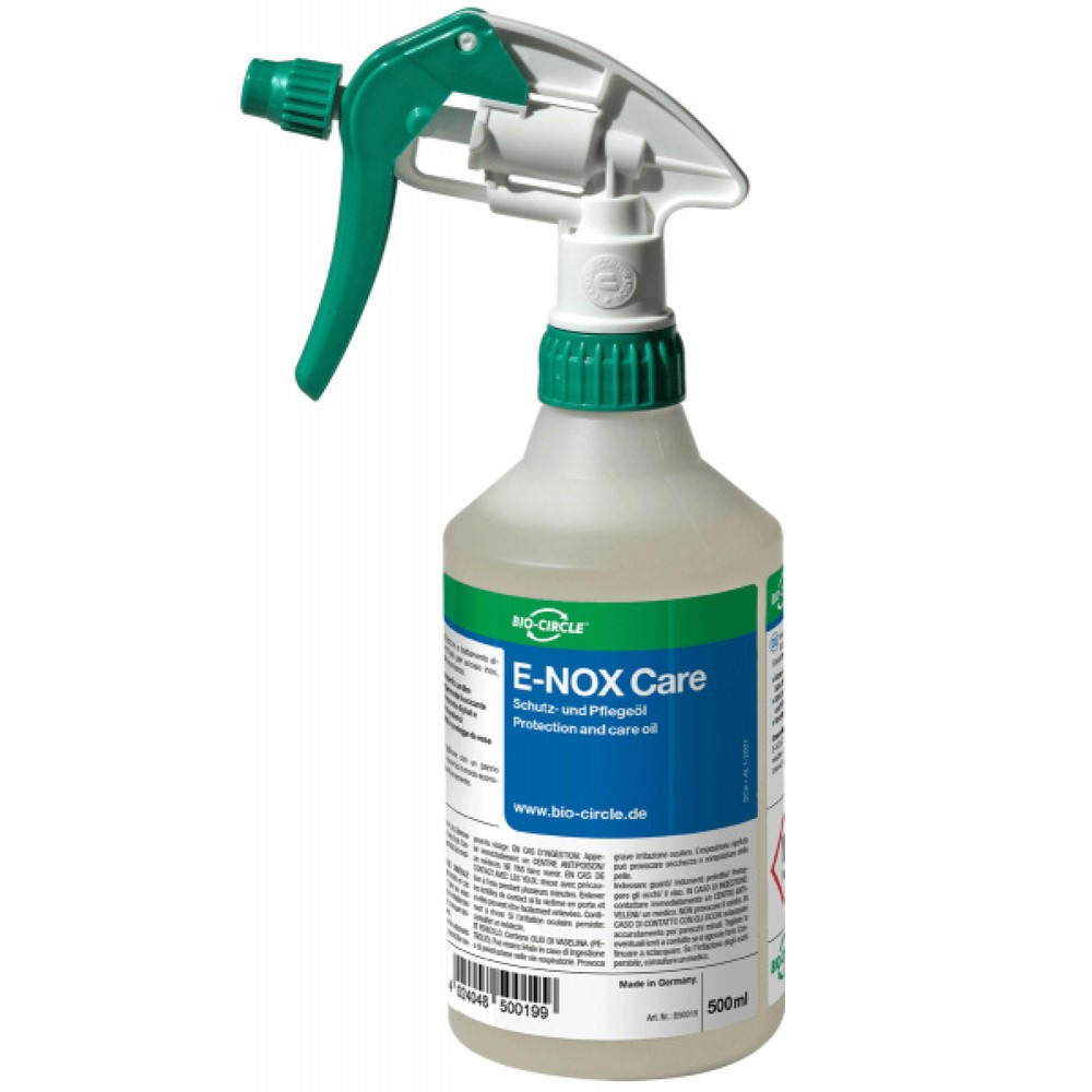 Huile de soin en acier inoxydable BIO-CIRCLE E-NOX Care, Bouteille pulvérisateur à main 20 x 500 ml