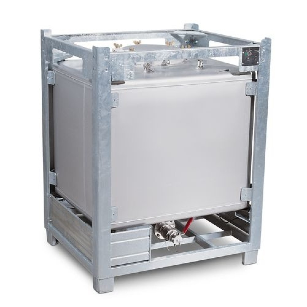 IBC en acier inoxydable, 1.000 l, rectangulaire