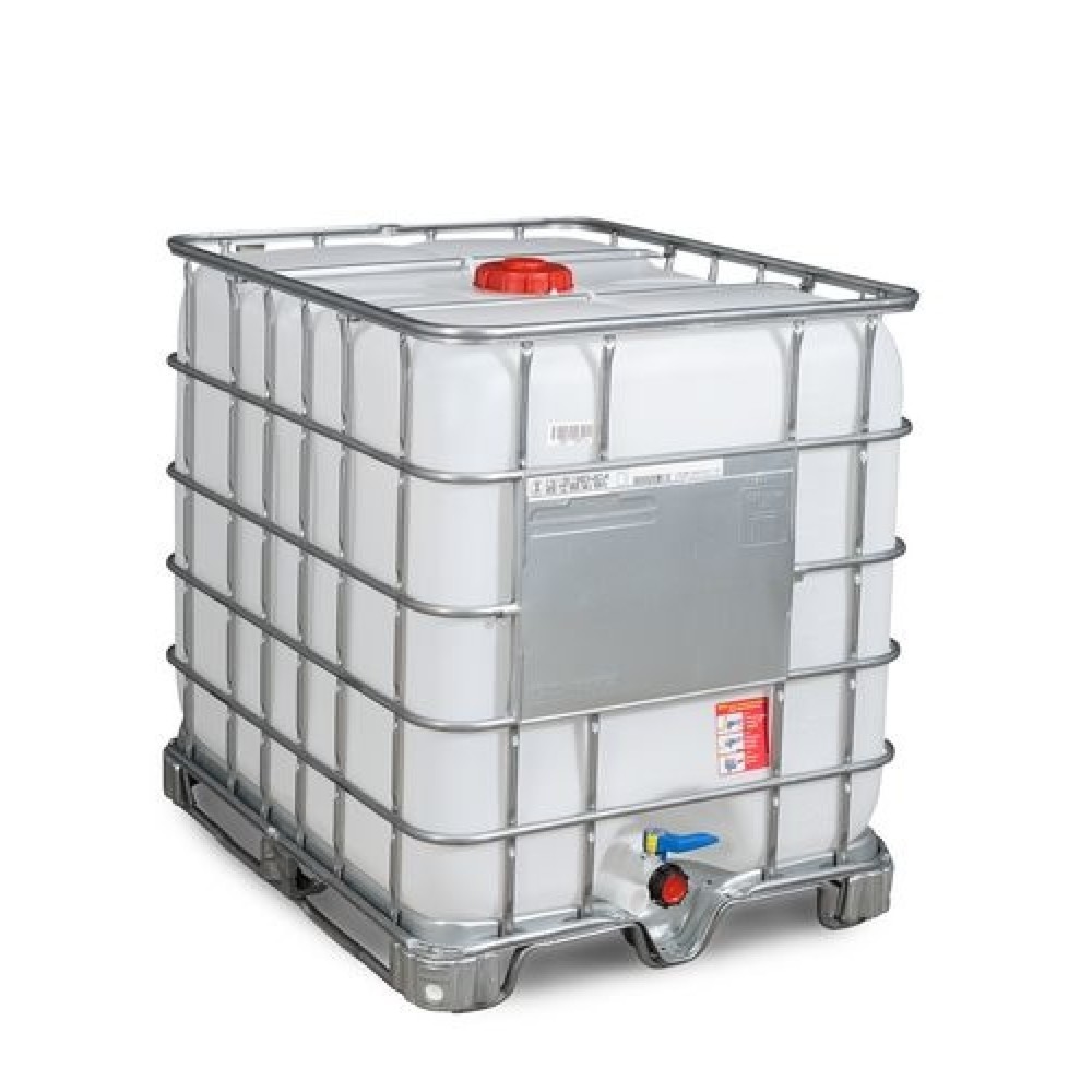 IBC Recobulk, version pour produits dangereux, patins en acier, 1.000 litres, ouverture NW150, sortie NW50