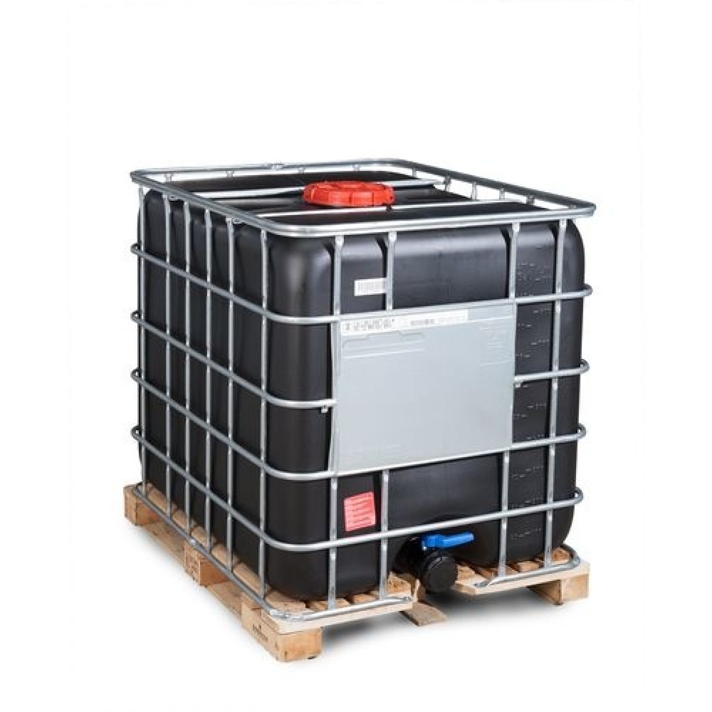 IBC Recobulk, version pour produits dangereux, palette en bois, 1.000 litres, ouverture NW150, sortie NW80, protection UV