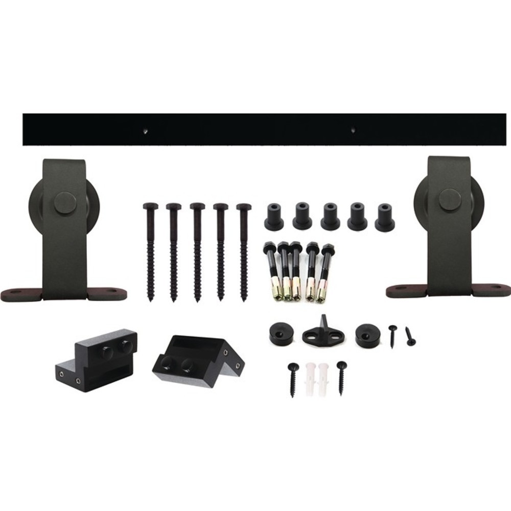 Illustration du produit: INTERSTEEL Schiebesystem 450100, Holztüren 38-40 mm Komplettset, 100 kg 2000 mm schwarz, Wandbefestigung