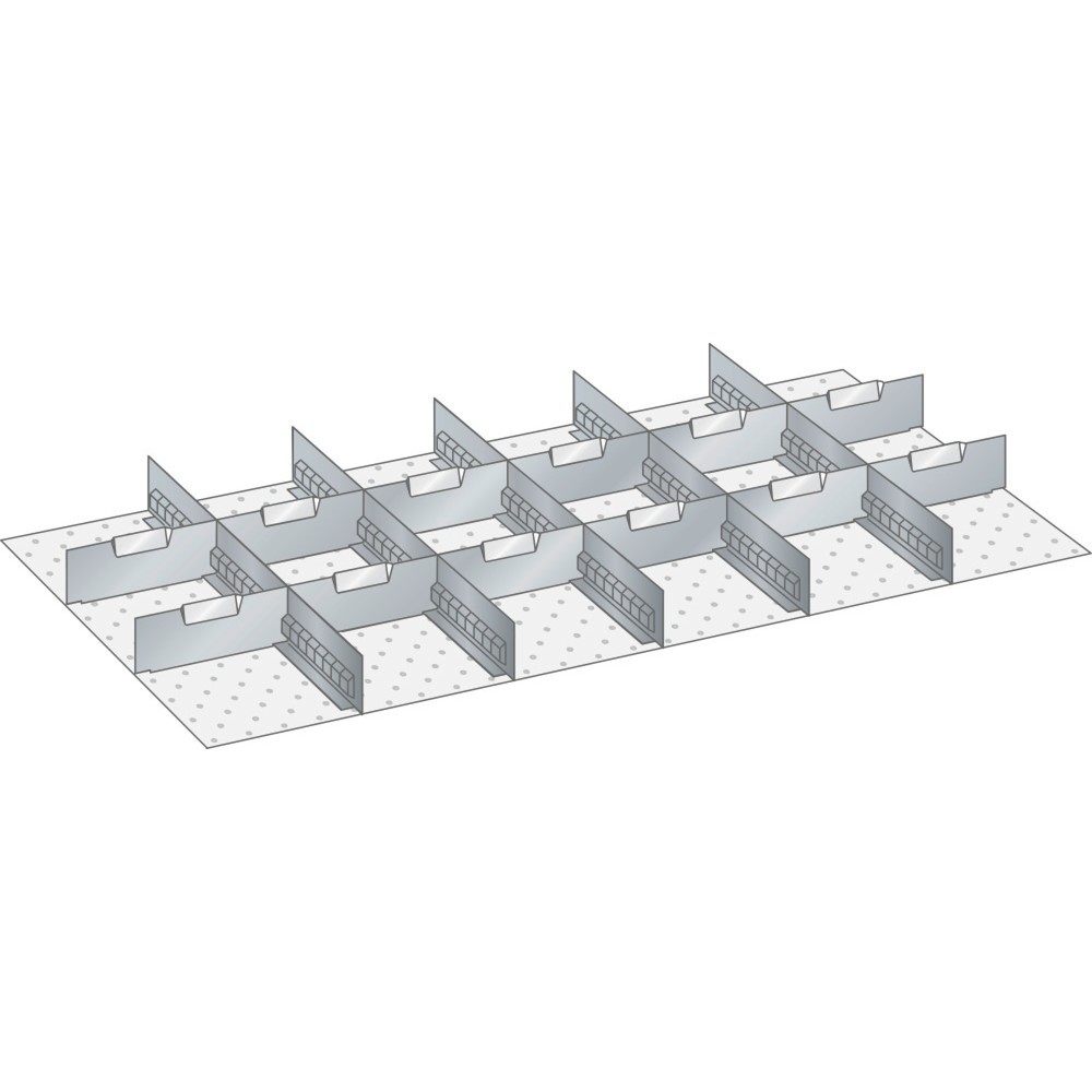 Jeu de parois à fentes et de plaquettes de séparation LISTA 54x27E, (lxP) 918x459 mm, 5 parois à fentes, 12 plaquettes de séparation, hauteur de façade 50 mm