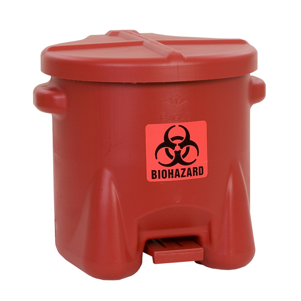 Justrite® Abfalleimer Eagle, biogefährdende Stoffe, HDPE, 22,8 Liter, rot