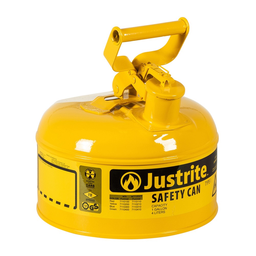 Justrite® Sicherheitsbehälter Typ I, Schwinggriff, gelb, 4 Liter