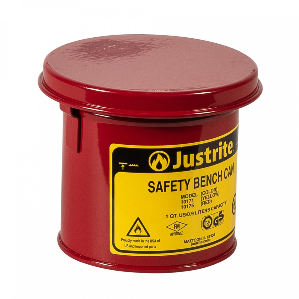 Justrite® Tränkbehälter mit Klappdeckel, rot, 1 Liter