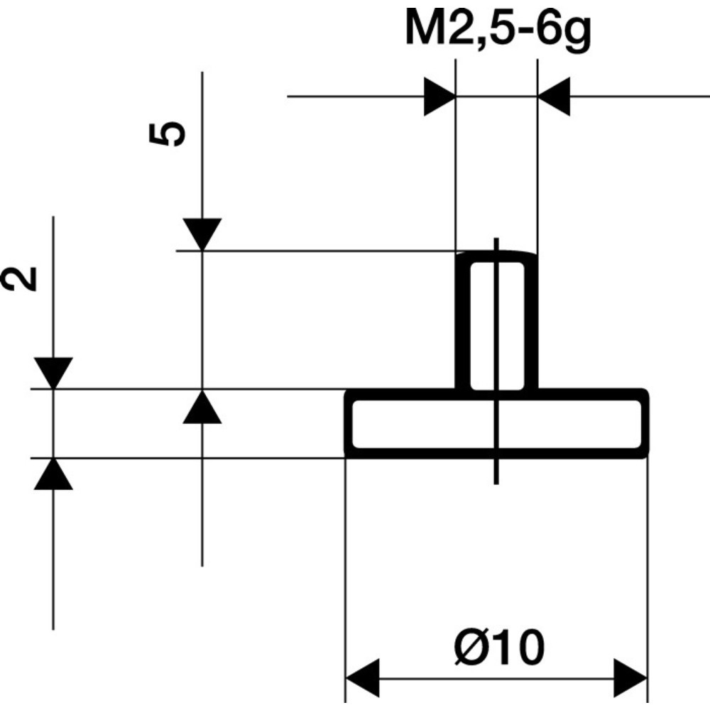 KÄFER Messeinsatz, M2,5 Stahl, Ø 30 mm plan, passend zu Messuhren