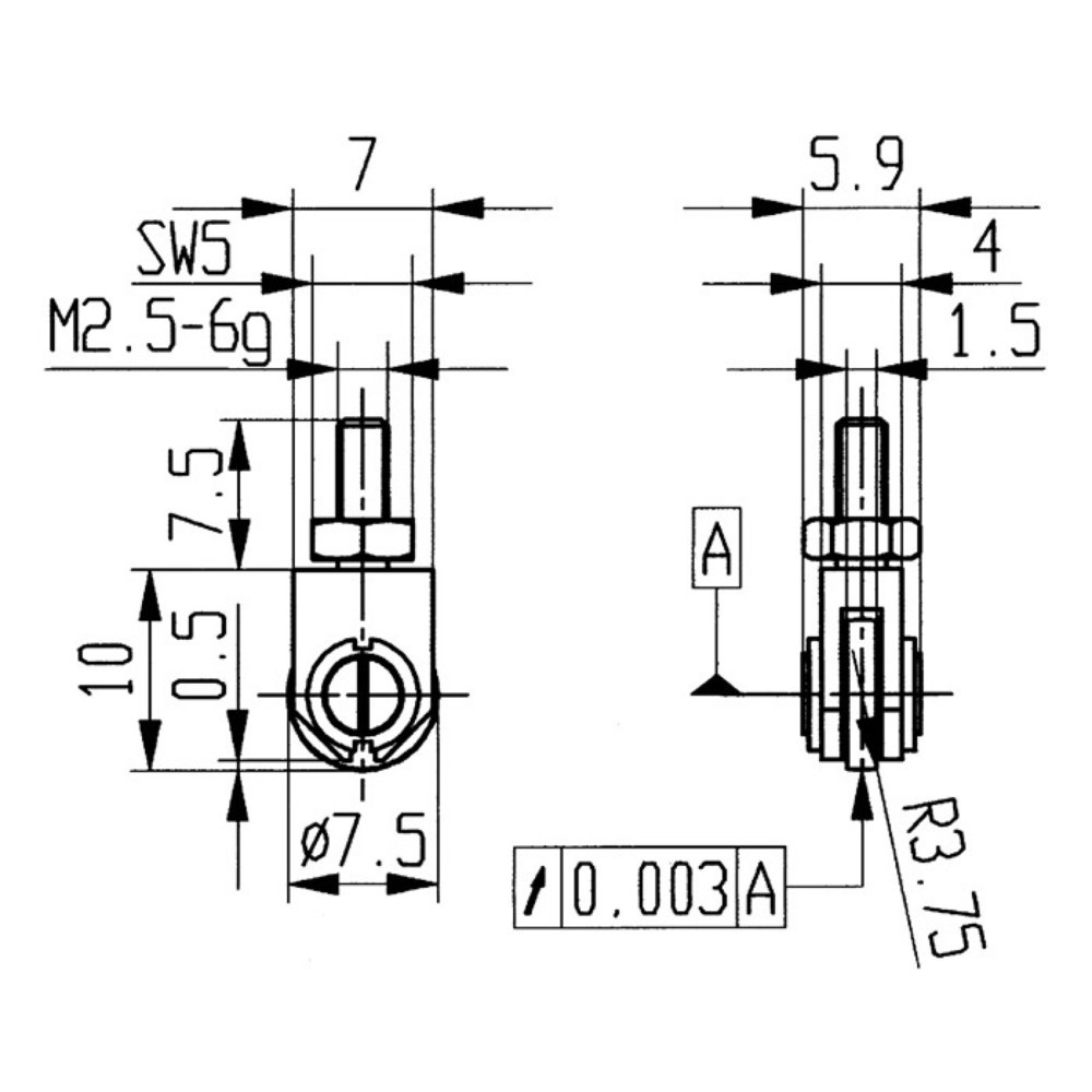 KÄFER Messeinsatz, M2,5 Stahl, Ø 1,5 mm Rolle, passend zu Messuhren