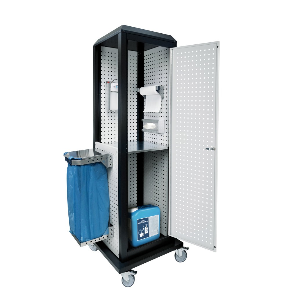 Kappes RasterPlan® Hygienestation, mobil mit Tür und einem Fachboden, HxBxT 2.175 x 700 x 700 mm, Modell 4