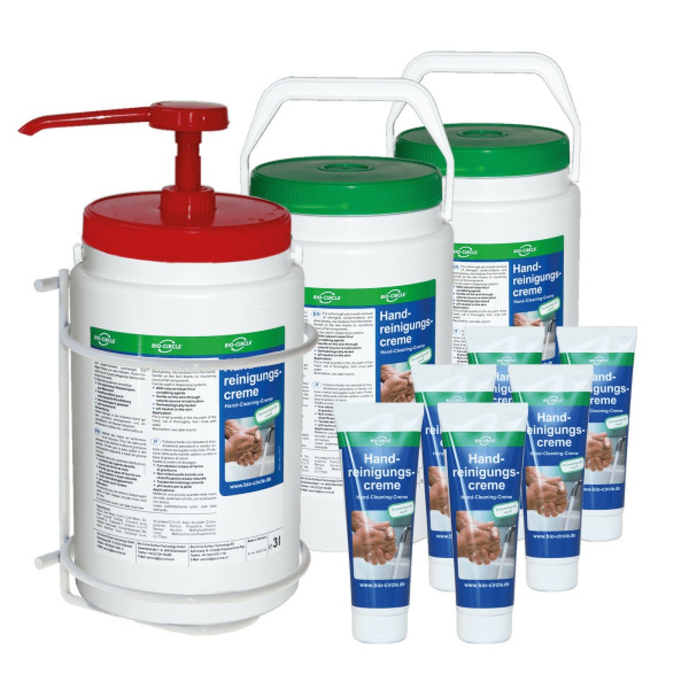 Kit de démarrage BIO-CIRCLE Crème nettoyante pour les mains avec support mural et distributeur