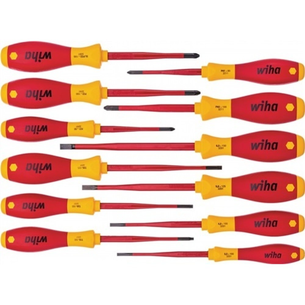 Jeu de tournevis 3201 K12 12 pièces fente/PH/PZD/TX/(+/- SL/PZD) slim fix VDE WI