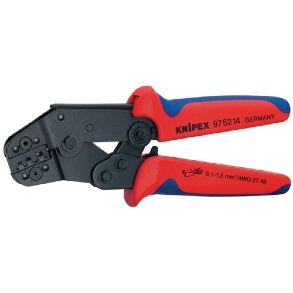 Crimp-Hebelzange L.195mm für unisol.Verbinder 2-K-Griffe Öffnungsfeder Knipex