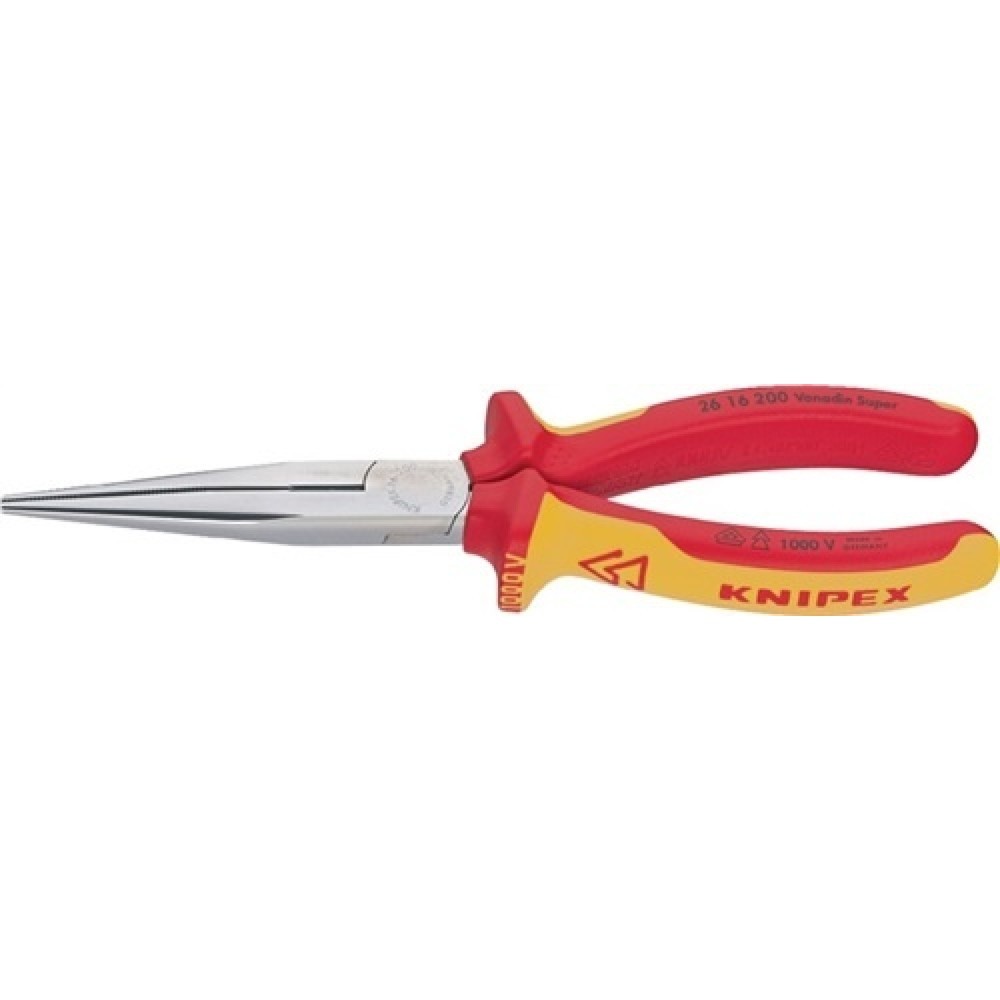 Flachrundzange L.200mm verchr.ger.VDE 2K-Hülle KNIPEX