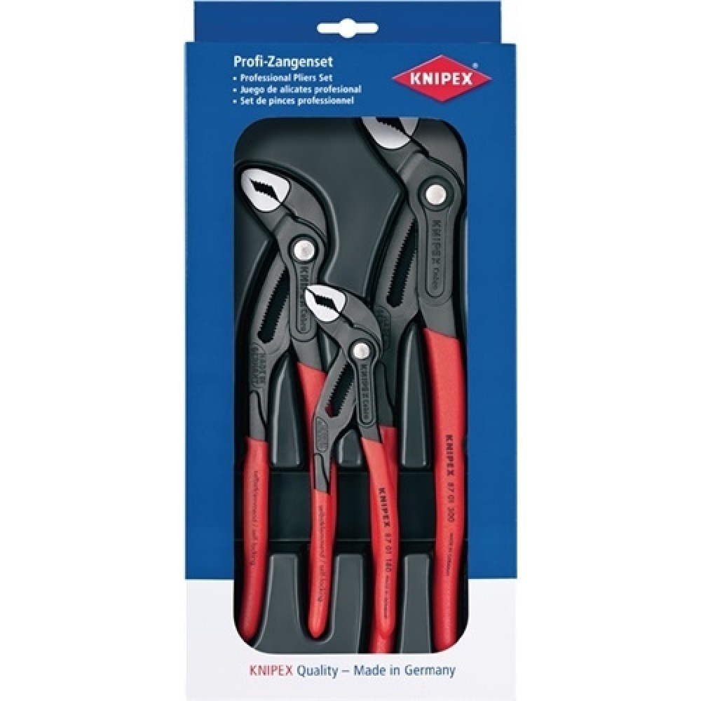 Zangensatz Cobra®-Paket Inh.3tlg.grau atramentiert Kunststofftiefziehteil KNIPEX