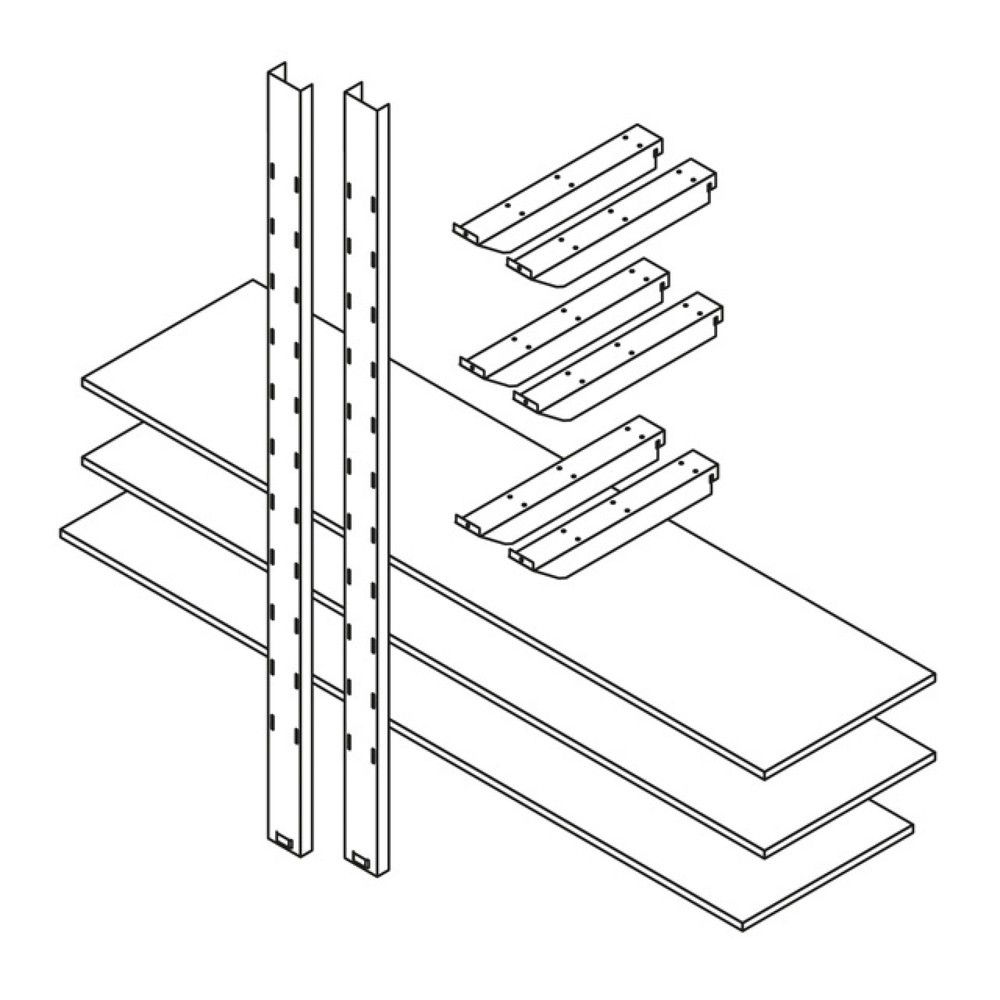 Rayonnage de stockage pour conteneurs de matériel XL + XXL