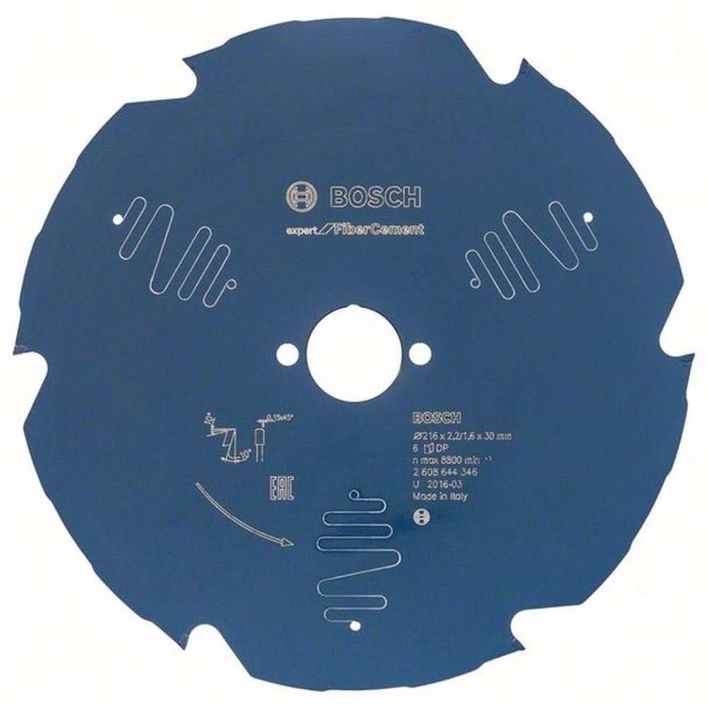 Lame de scie circulaire BOSCH Dia. Ext. 216 mm Dents 6 TCG perçage 30 mm Larg. coupe 2,2 mm HM