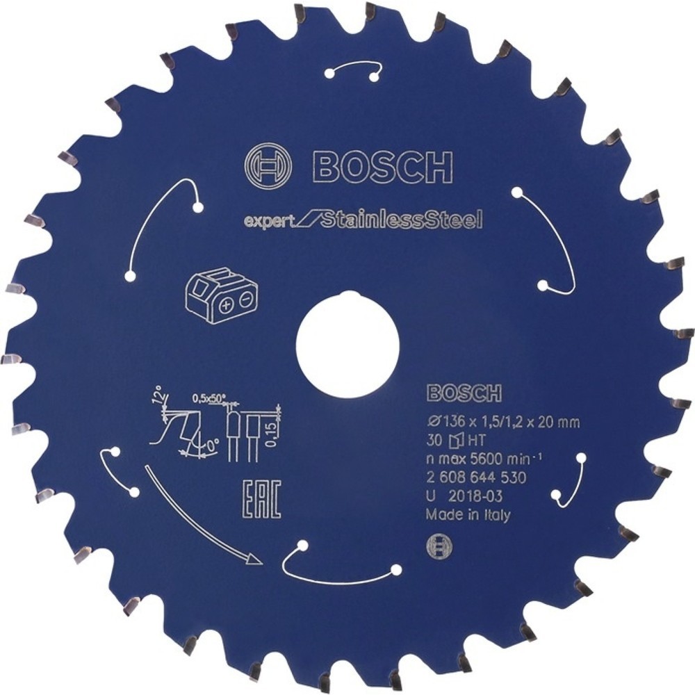 Lame pour scie circulaire D. ext. 136 mm nombre de dents 30 HLTCG perçage 20 mm