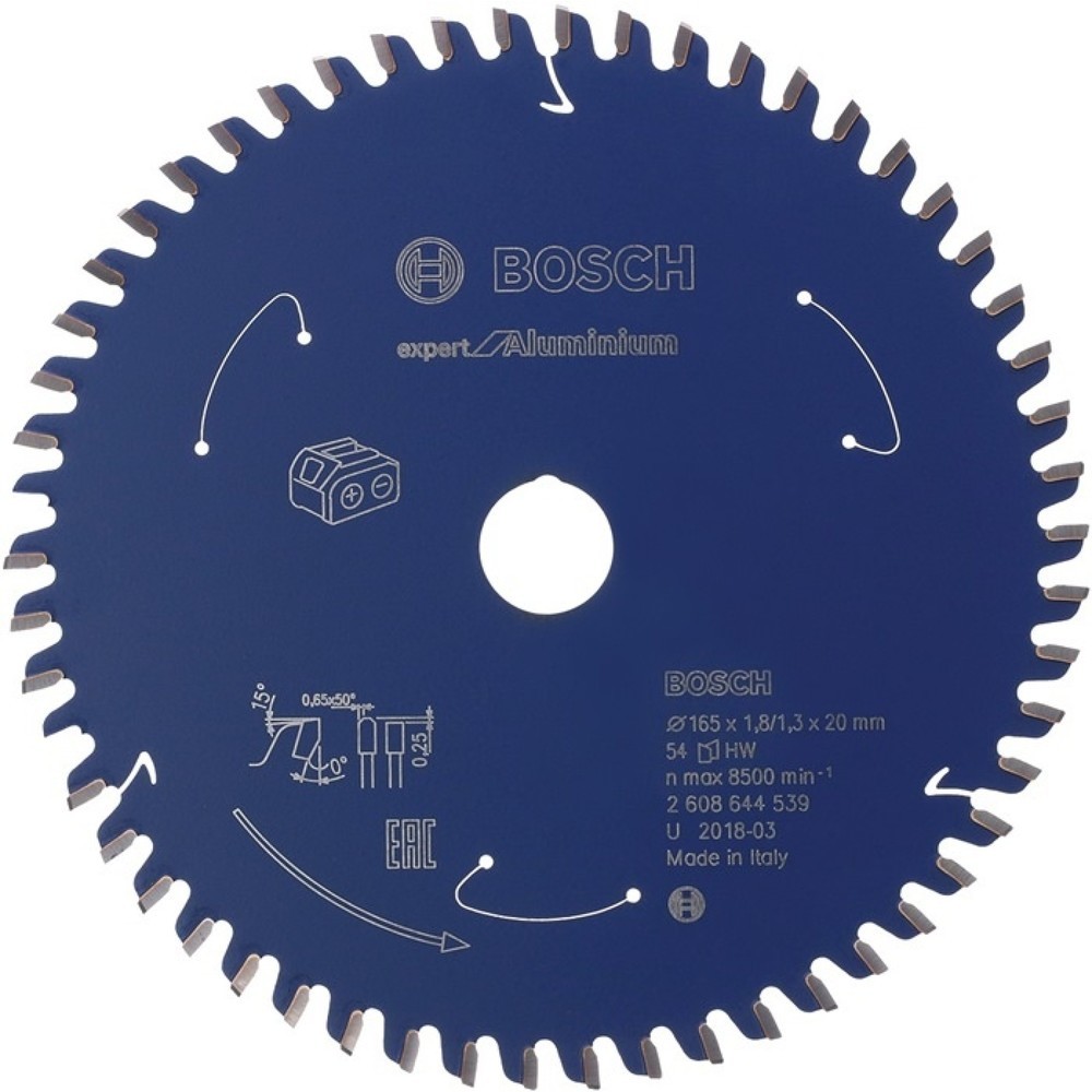 Lame pour scie circulaire D. ext. 165 mm nombre de dents 54 HLTCG perçage 20 mm