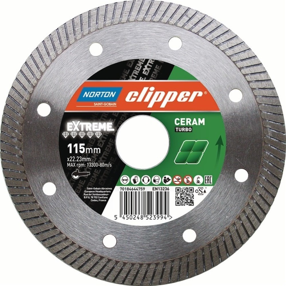 Disque à tronçonner diamant Extreme Ceram Turbo D. 200 mm perçage 25,4 mm 1,4 mm