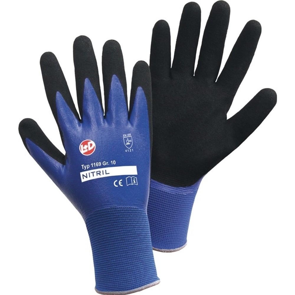 LEIPOLD+DÖHLE Handschuhe Nitril Aqua Gr.9 blau/schwarz