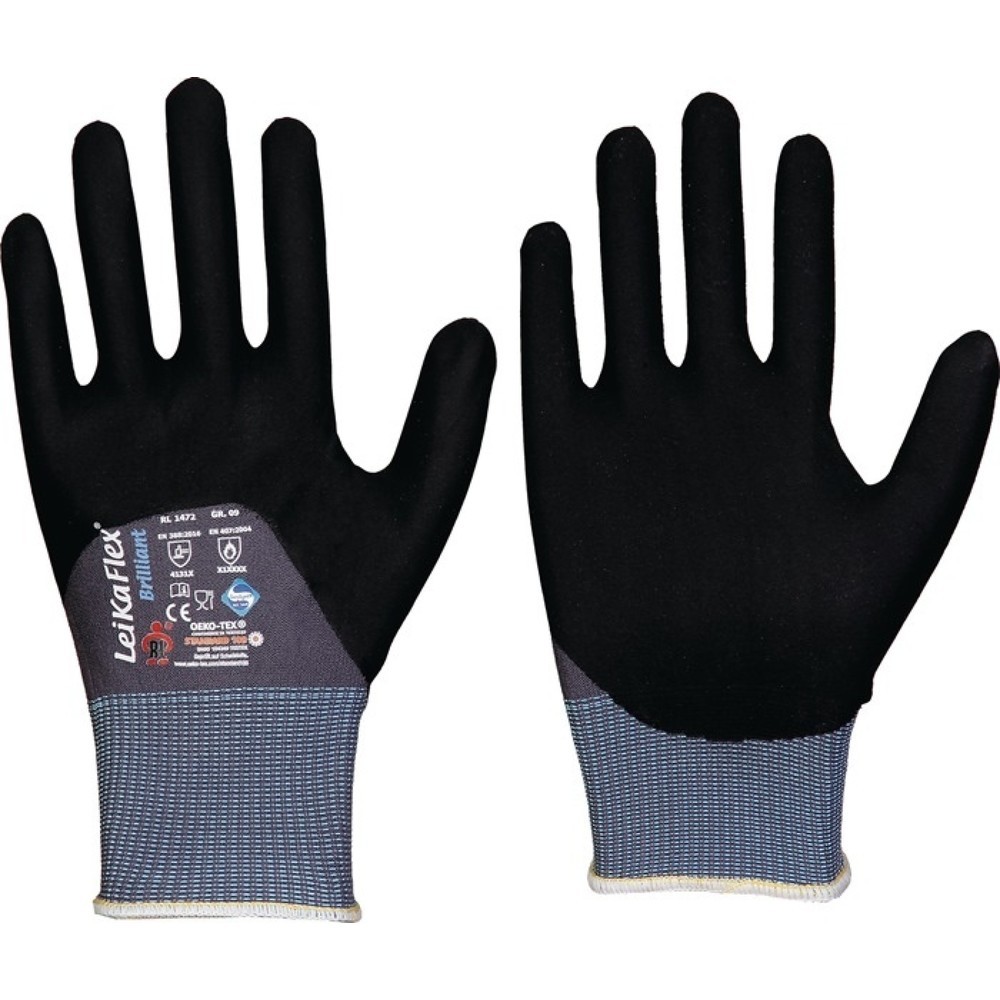 LEIPOLD Handschuhe LeikaFlex® Brilliant, PSA-Kategorie II, Größe 11 grau/schwarz, 12 Paar