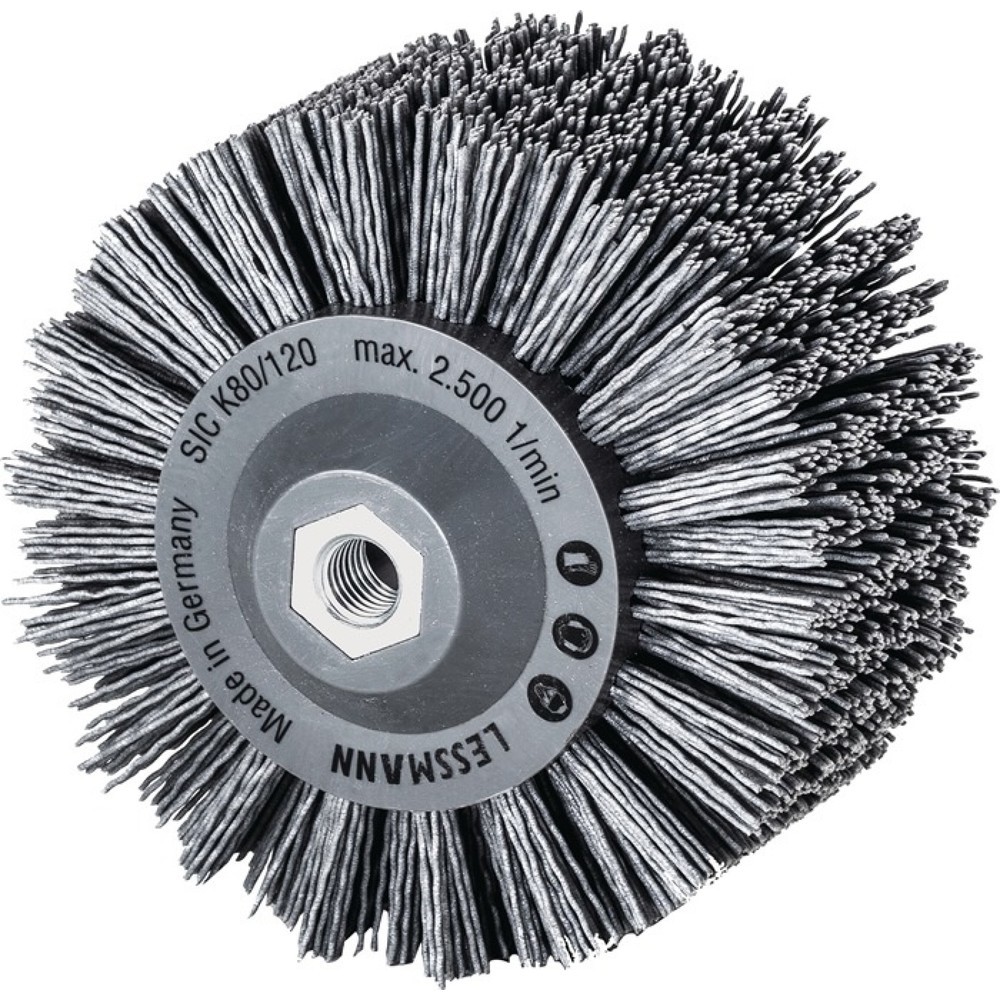 LESSMANN Rundbürste, SiC Schleifborsten Körnung 80 60 mm, Ø 140 mm M14, 2500 min-¹