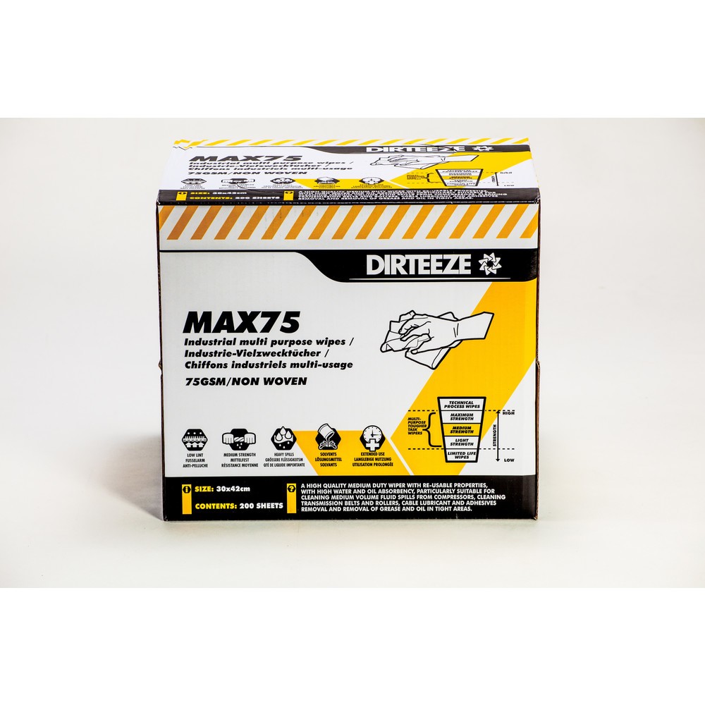 Lingettes industrielles MAX75, 1 boîte de 200 lingettes