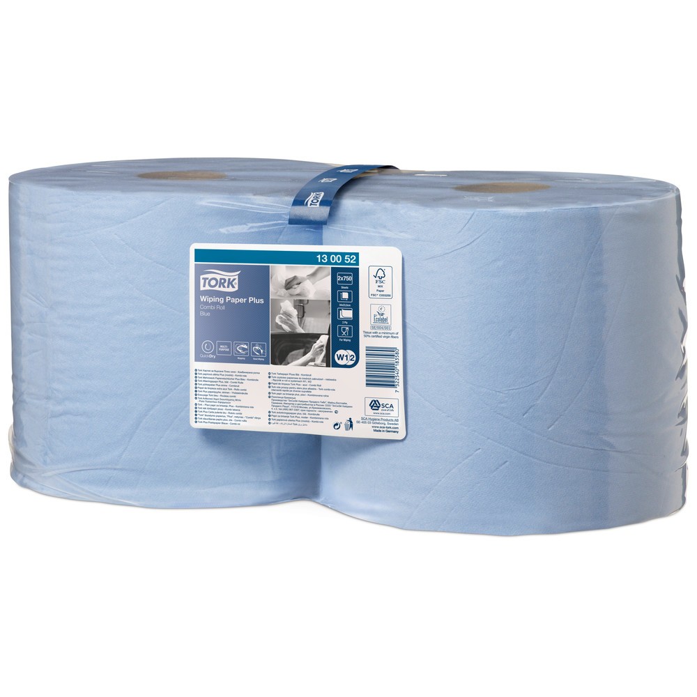 Lingettes TORK® Extra Stark, écolabel UE, Hxl 340 x 235 mm, 2 rouleaux, bleu