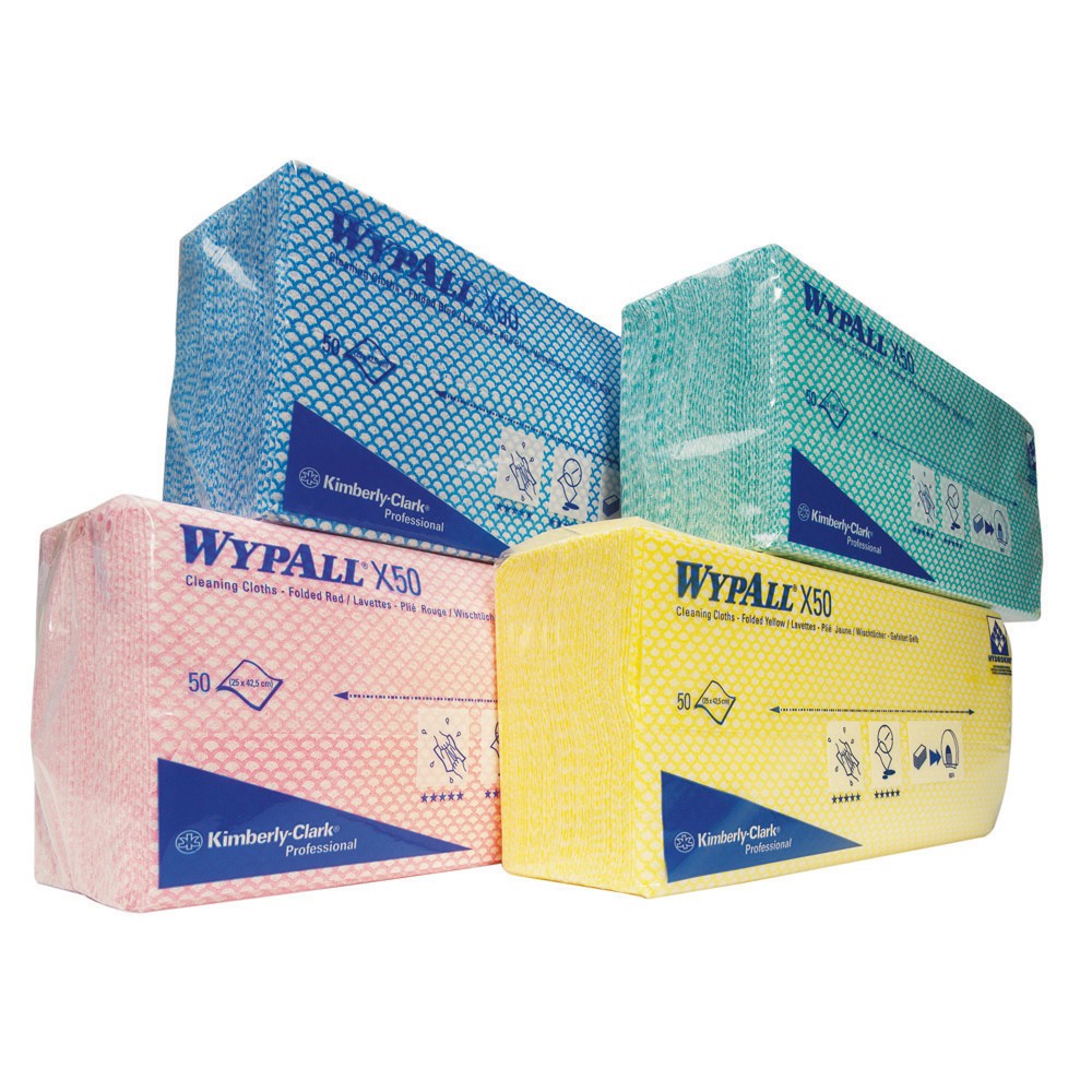 Lingettes WypAll® X50, Interfold, Hxl 41,8 x 22,1 cm, rouge