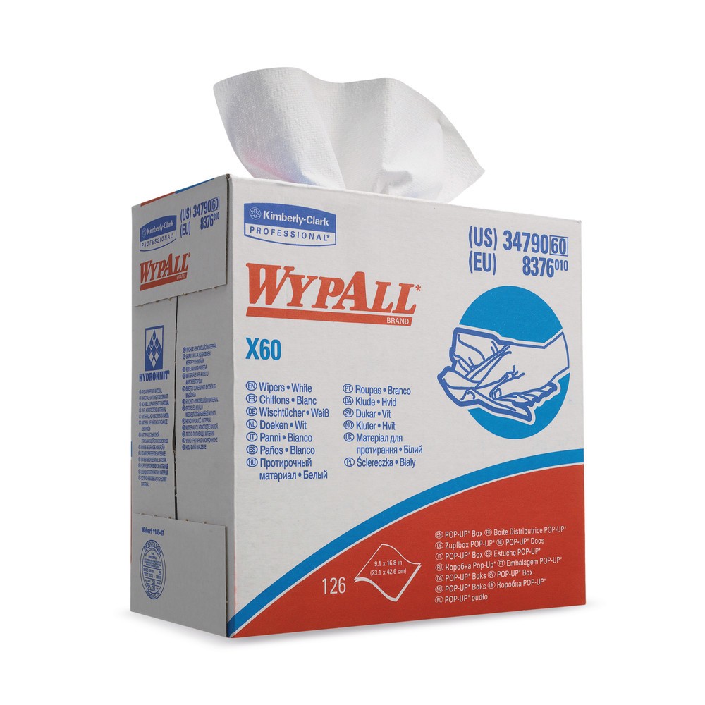 Lingettes WYPALL X60, Hxl 231 x 426 mm, boîte distributrice, blanc