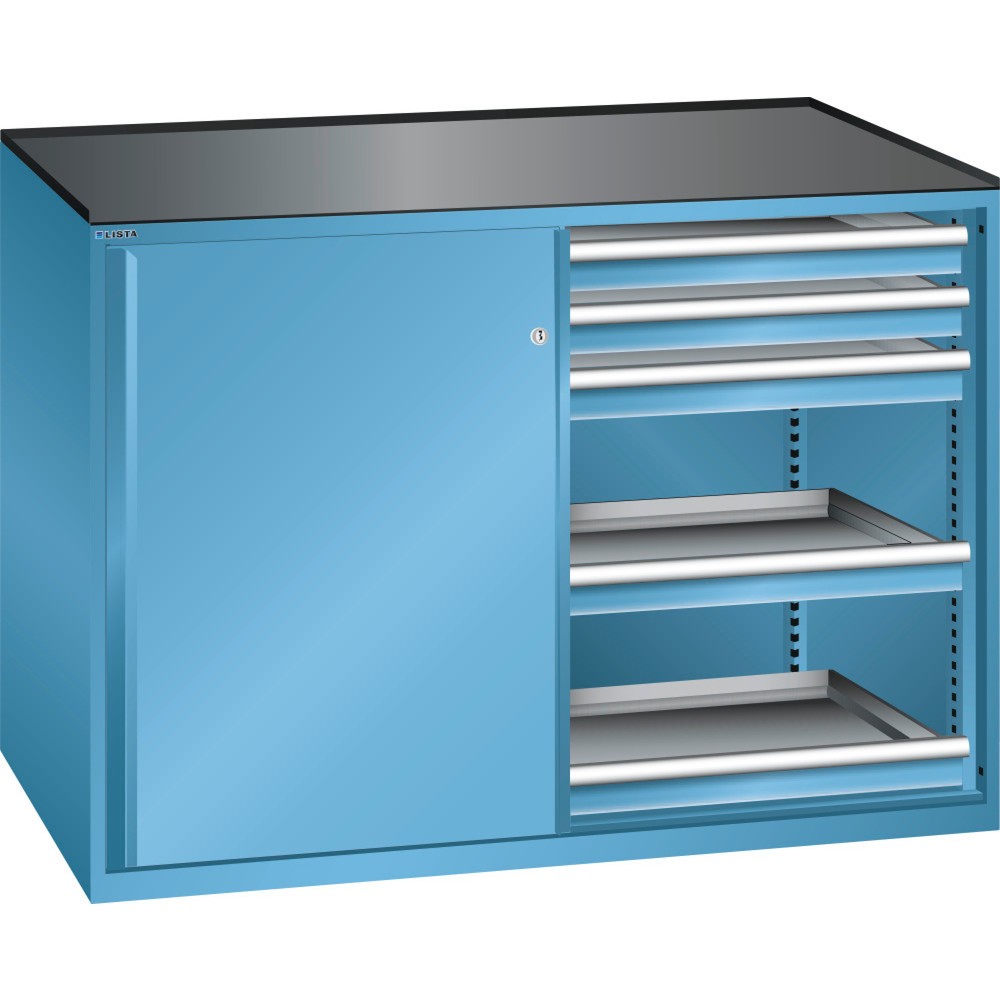 LISTA Beistellschrank 2x36x27E, (BxTxH) 1430x600x1020mm, 10 Schubladen, TK 75kg, lichtblau