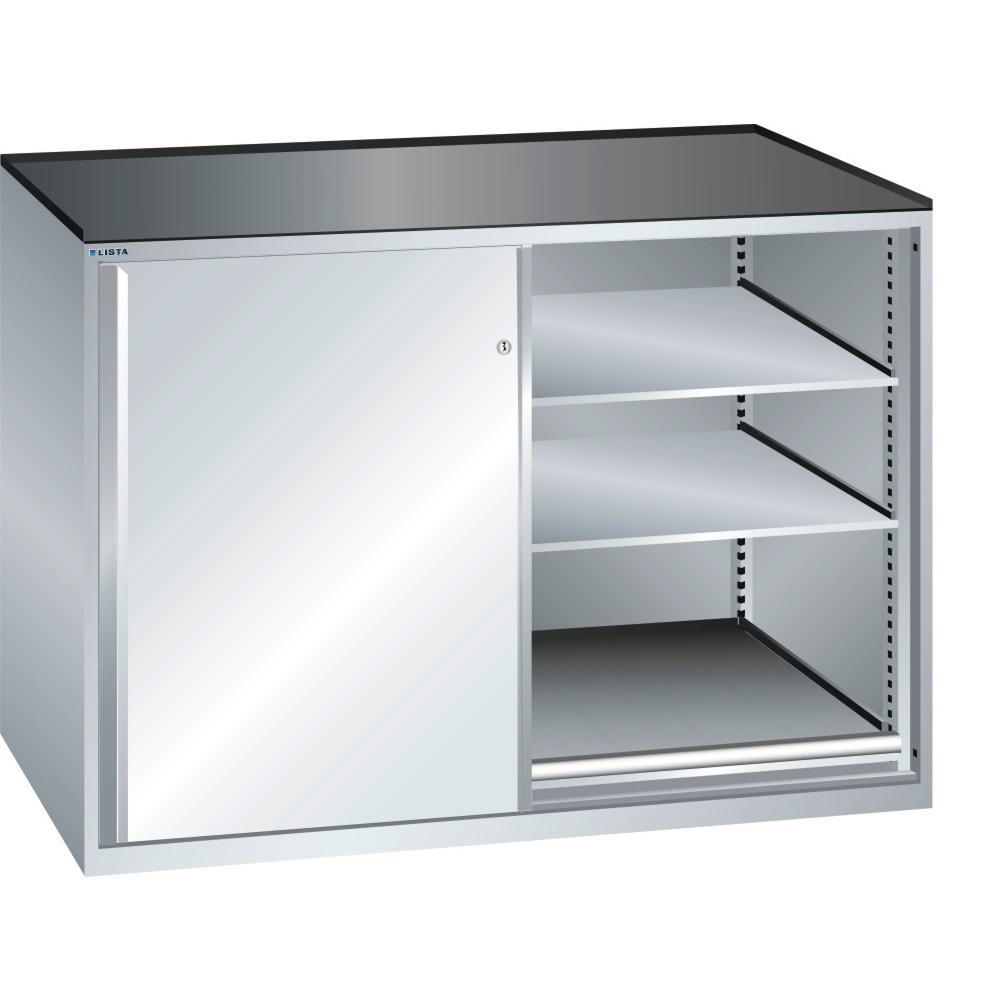 LISTA Beistellschrank 2x36x36E, (BxTxH) 1430x753x1020mm, 2 Auszug-, 4 Verstellböden, lichtgrau