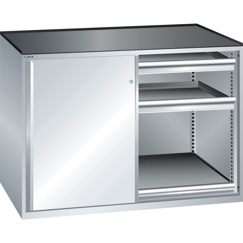 LISTA Beistellschrank 2x36x36E, (BxTxH) 1430x753x1020mm, 2 Auszugböden, 4 Schubladen, lichtgrau