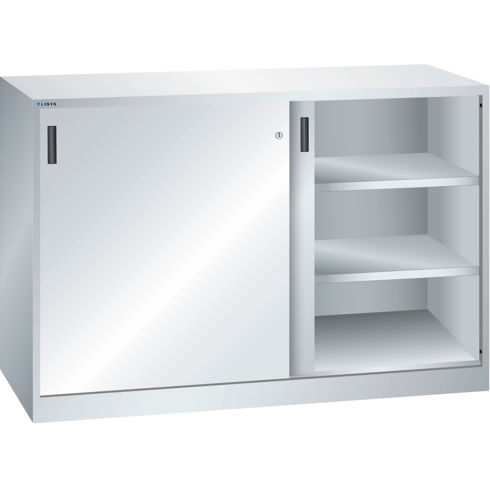 LISTA Beistellschrank mit Schiebetüren, (BxH) 1500x1000mm, 4 Verstellböden, Tiefe 500mm, lichtgrau