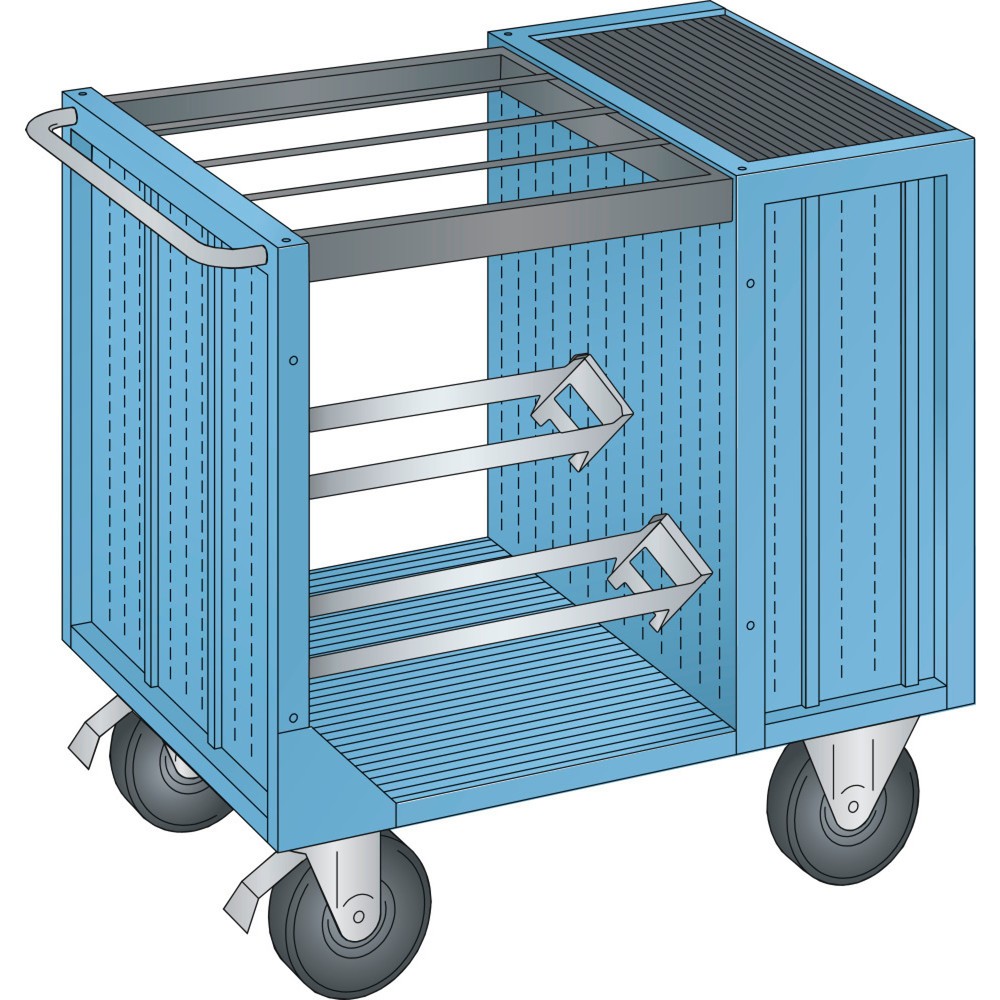 Chariot de transport NC LISTA 36x36E, (lxPxH) 1 080x692x975 mm, sans porte-outils, bleu clair