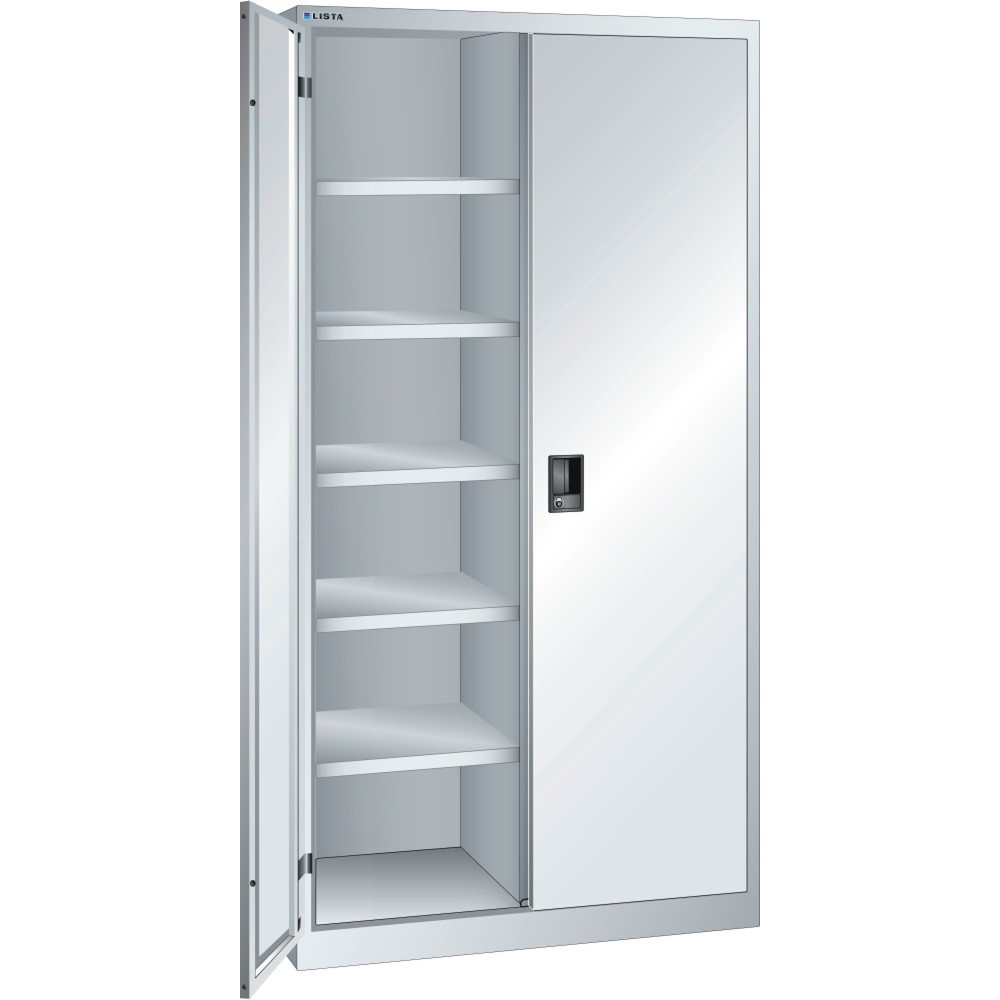 LISTA Flügeltürschrank, (BxTxH) 1000x500x1950mm, 10 Verstellböden, lichtgrau, KEY Lock