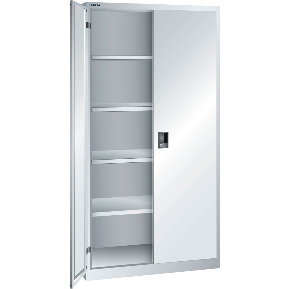 LISTA Flügeltürschrank, (BxTxH) 1000x400x1950mm, 4 Verstellböden, lichtgrau, KEY Lock