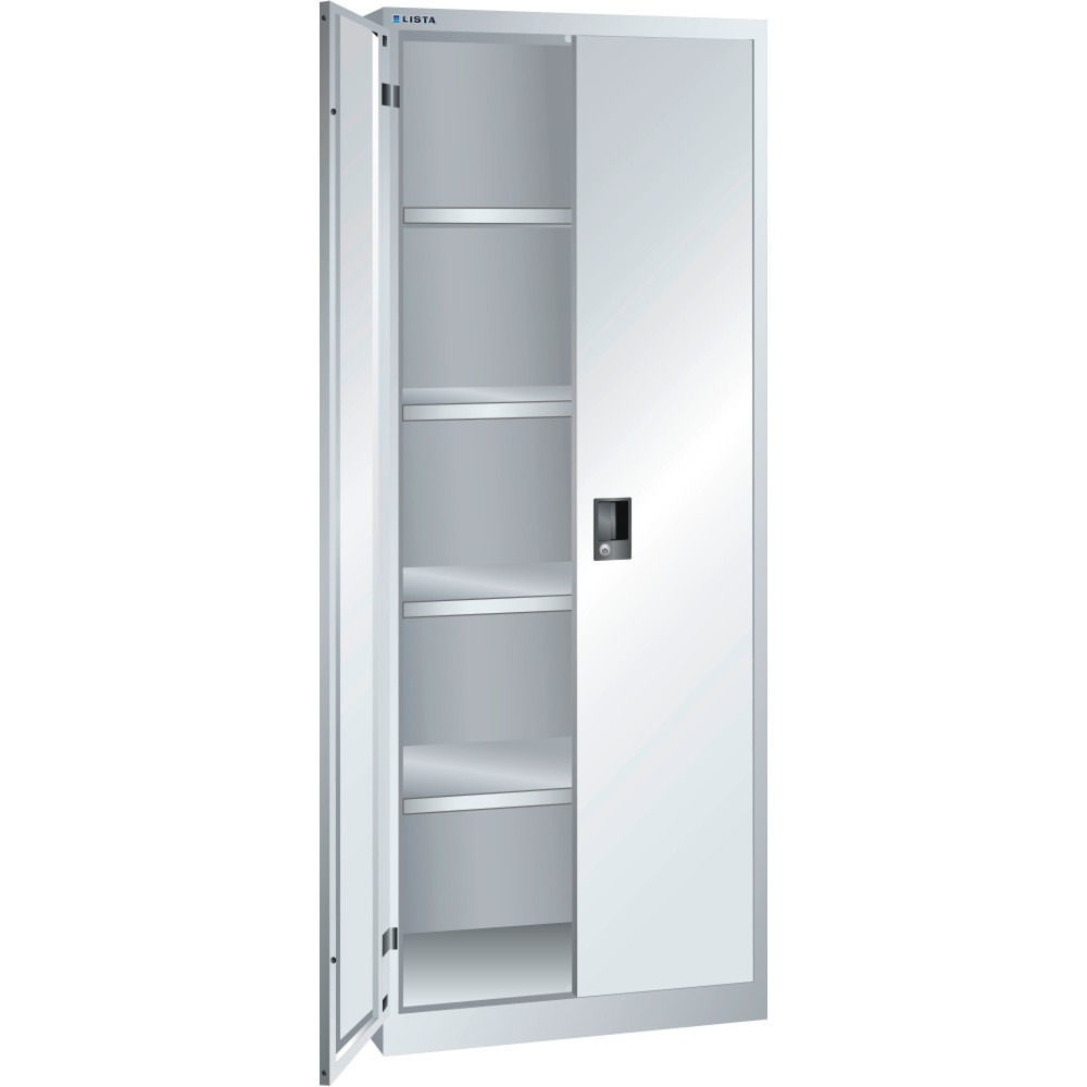 LISTA Flügeltürschrank, (BxTxH) 750x580x1950mm, 4 Verstellböden, lichtgrau, KEY Lock