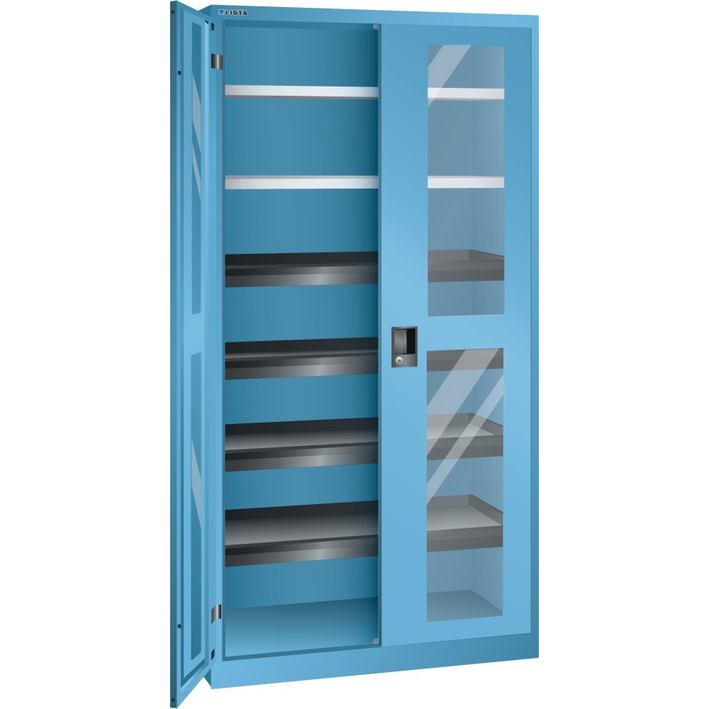 LISTA Flügeltürschrank mit Sichtfenster, (BxTxH) 1000x580x1950mm, 4 Auszug-, 2 Verstellböden