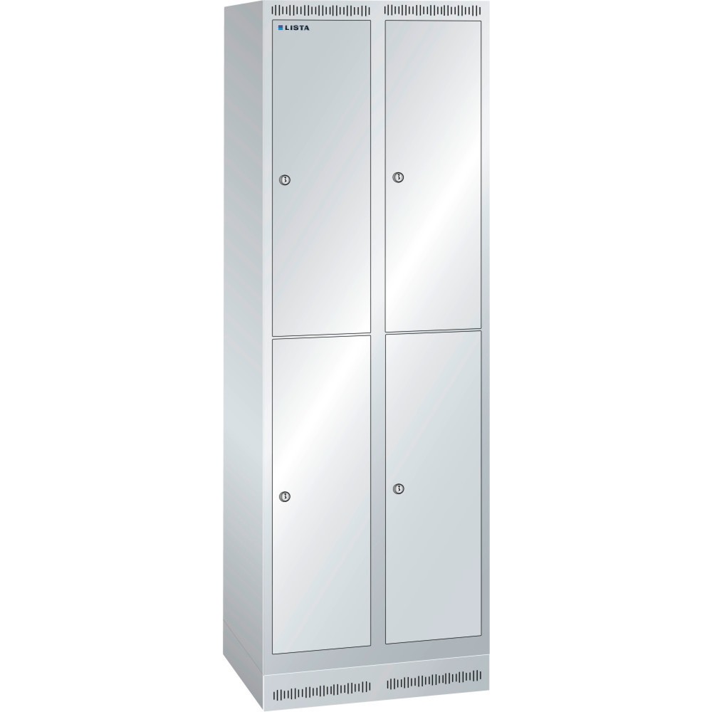 LISTA Garderobenschrank, (TxH) 500x1800mm, mit Sockel, 2-reihig, 2x2 Abteile, Verschlussvorrichtung