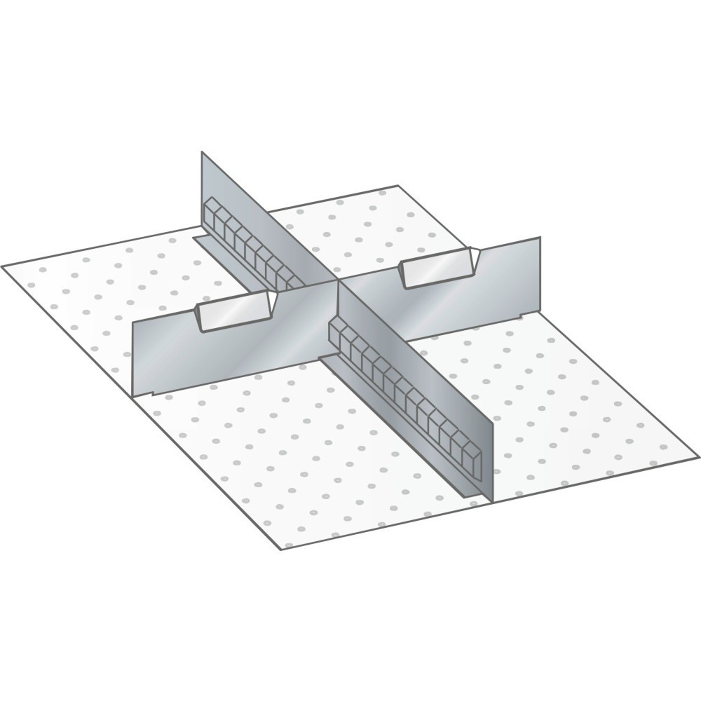 Jeu de parois à fentes et de plaquettes de séparation LISTA 18x27E, (lxP) 306x459 mm, 1 paroi à fentes, 2 plaquettes de séparation, hauteur de façade 50 mm