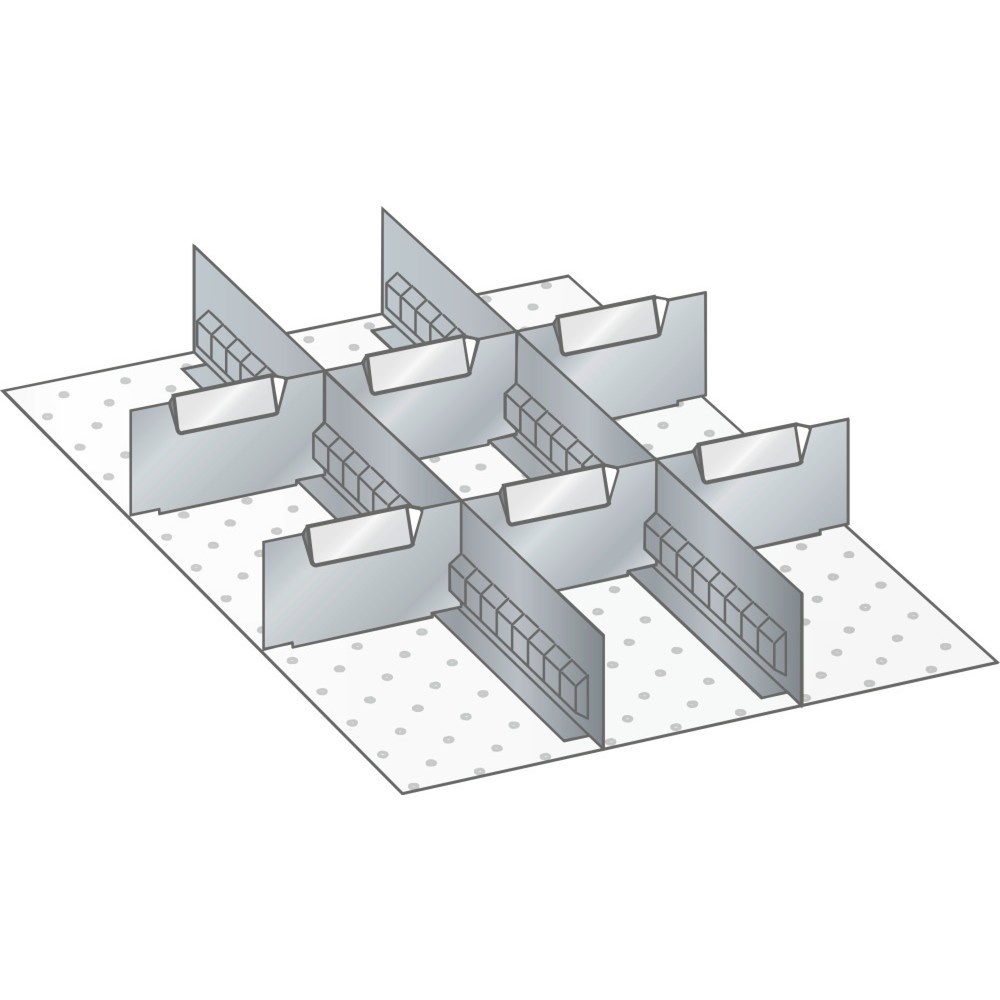 Jeu de parois à fentes et de plaquettes de séparation LISTA 18x27E, (lxP) 306x459 mm, 2 parois à fentes, 6 plaquettes de séparation, hauteur de façade 50 mm