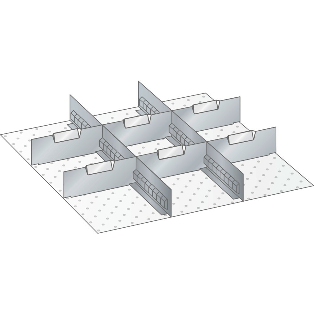 Jeu de parois à fentes et de plaquettes de séparation LISTA 27x27E, (lxP) 459x459 mm, 2 parois à fentes, 6 plaquettes de séparation, hauteur de façade 50 mm