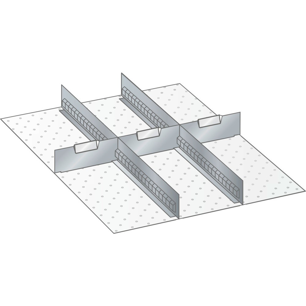 Jeu de parois à fentes et de plaquettes de séparation LISTA 27x36E, (lxP) 459x612 mm, 2 parois à fentes, 3 plaquettes de séparation, hauteur de façade 75 mm