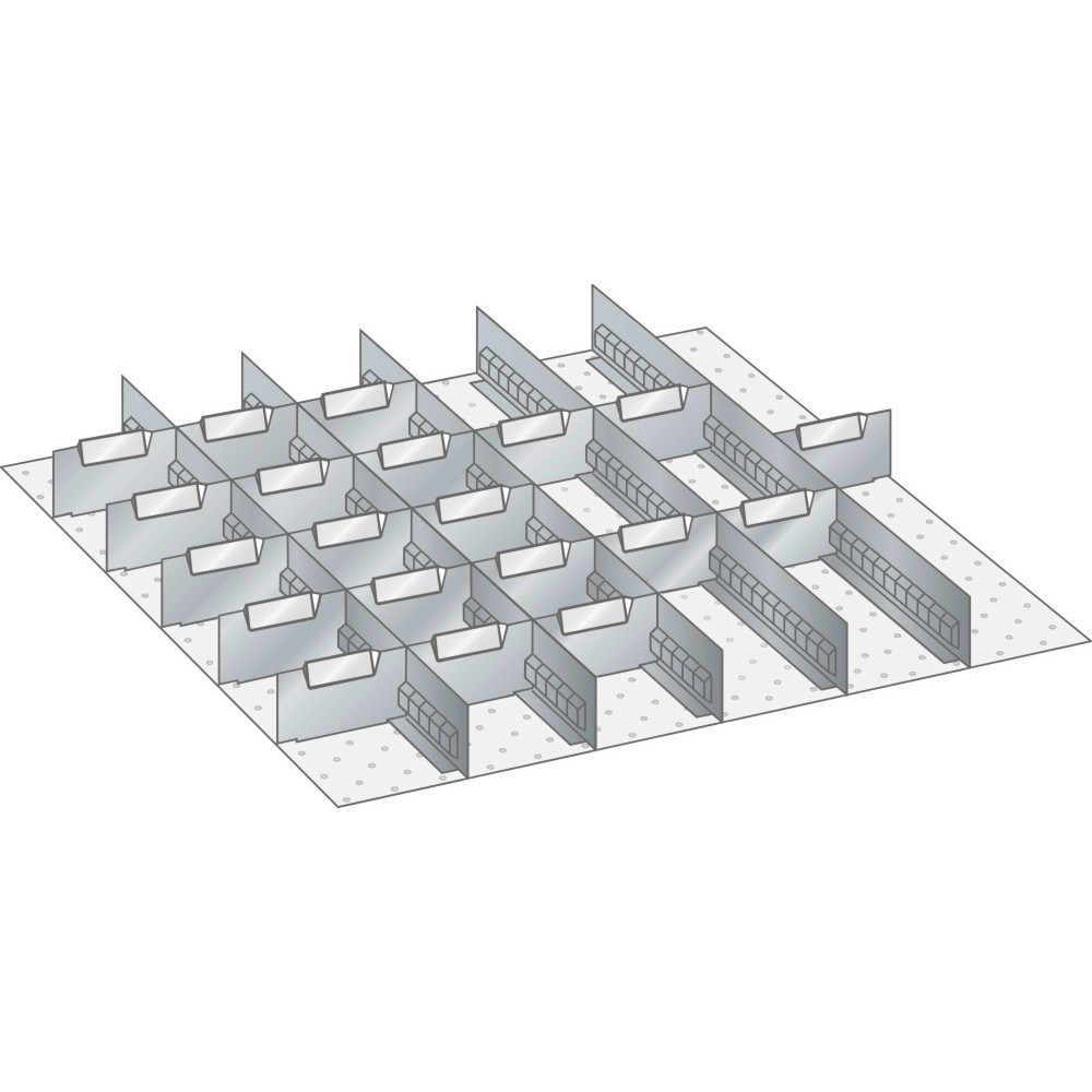 Jeu de parois à fentes et de plaquettes de séparation LISTA 36x36E, (lxP) 612x612 mm, 5 parois à fentes, 20 plaquettes de séparation, hauteur de façade 50 mm